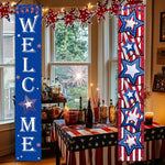 bannière décorative étoiles américaines welcome bleu blanc rouge fête anniversaire clips polyester 180cm
