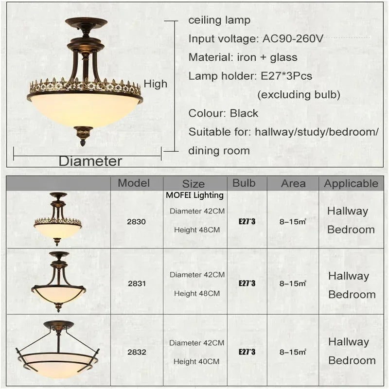 lampe vintage classique noir motif floral doré opale éclairage quotidien led e27