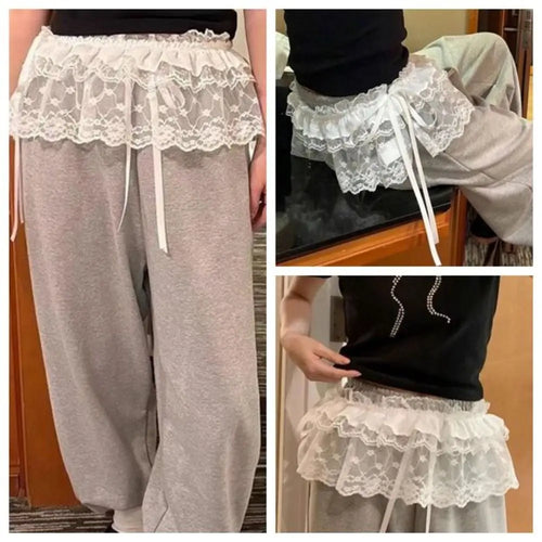 culotte dentelle gris clair ruban blanc vintage romantique femme taille unique