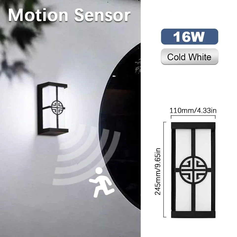 lampe murale led motion sensor ip65 abs contemporaine noire blanche 245mm 110mm 100mm