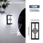 lampe murale led motion sensor ip65 abs contemporaine noire blanche 245mm 110mm 100mm