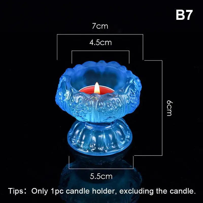 support bougie verre transparent forme fleur lotus décor maison artisanal coupe vent porte bougie