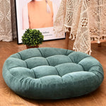 coussin rond velours polyester vert foncé jaune clair bleu foncé moderne confortable