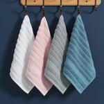 serviettes coton 100% rayures horizontales blanc rose gris bleu absorption élevée face main 35x35cm