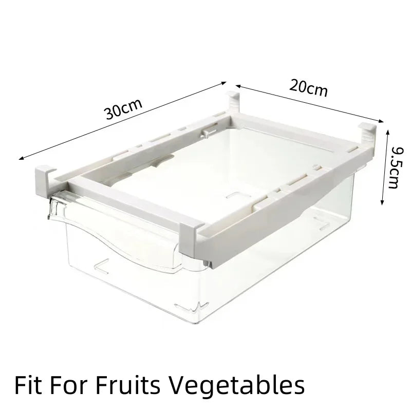 organiseur rangement transparent réfrigérateur clips magnétiques moderne pratique fruits légumes