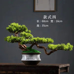 bonsaï artificiel vert clair arbre feuilles fines pot noir gravier blanc ornement extérieur classique