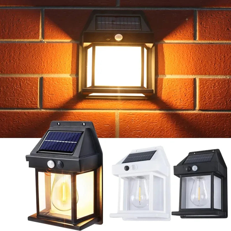 lampe solaire murale moderne détecteur mouvement transparente noir panneau solaire led commutateur autoinstallation ip65