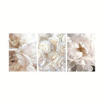 tableaux moderne floral brillants fleurs rose pâle blanc beige salon chambre décoration maison