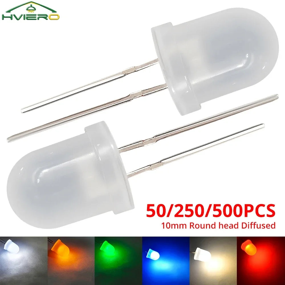 ampoules led diodes 10mm bleu rouge vert blanc chaud jaune diffuses diy commercial