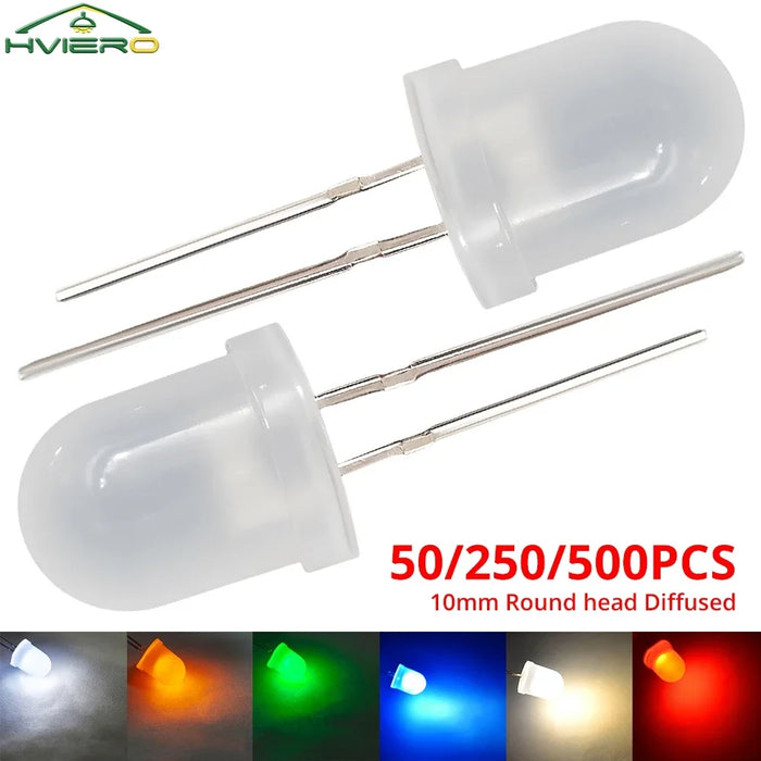 ampoules led diodes 10mm bleu rouge vert blanc chaud jaune diffuses diy commercial
