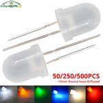 ampoules led diodes 10mm bleu rouge vert blanc chaud jaune diffuses diy commercial