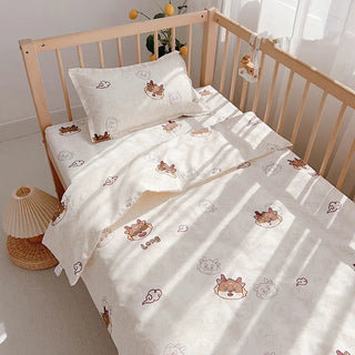 ensemble literie bébé coton oursons animaux lunes étoiles nuages crème jaune gris doux enfantin