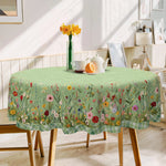 nappes table motif floral vert blanc imperméable réutilisable machine été printemps automne hiverextérieur