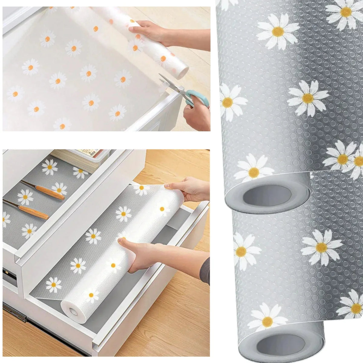 tapis sol meuble blanc jaune gris fleurs adhésif moderne décoratif 100x30cm 100x45cm 150x30cm 200x30cm