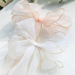 rideau fenêtre transparent rubans décoratifs nœuds dorées élégants maison vintageclair rose blanc