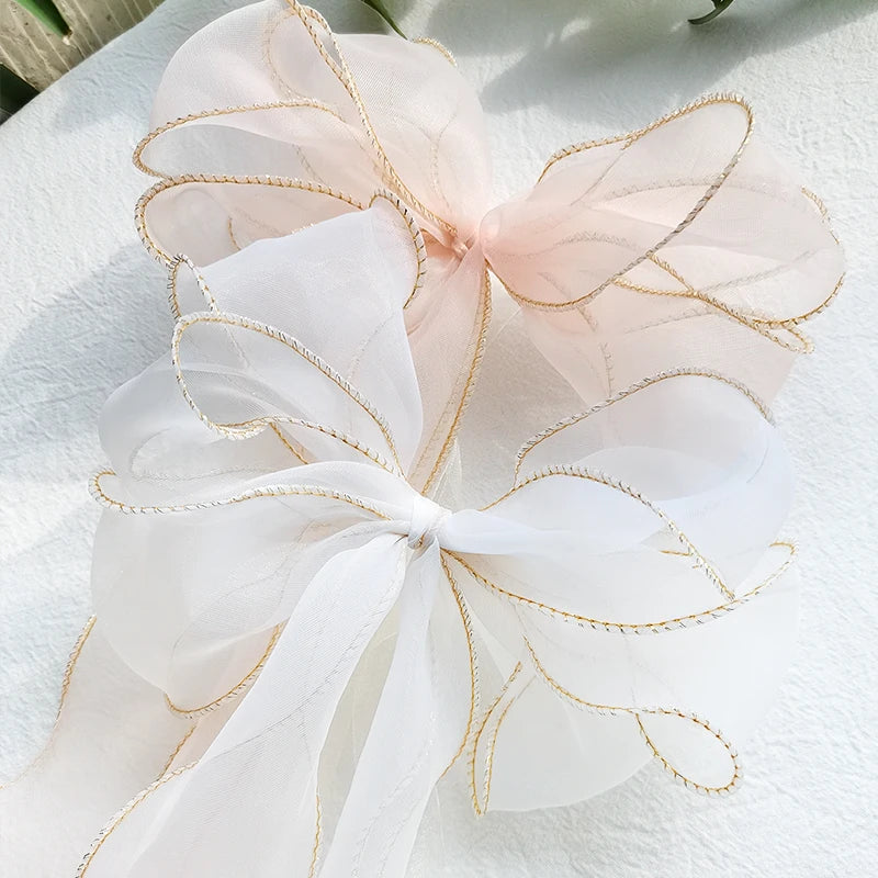 rideau fenêtre transparent rubans décoratifs nœuds dorées élégants maison vintageclair rose blanc