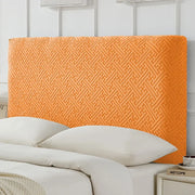 protège tête lit motif géométrique orange gris bleu moderne texturé moelleux 180x220cm