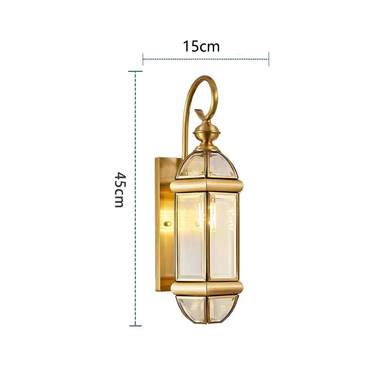 lampe murale extérieure or transparent classique éclairage moderne led jardin vintage hydrofuge