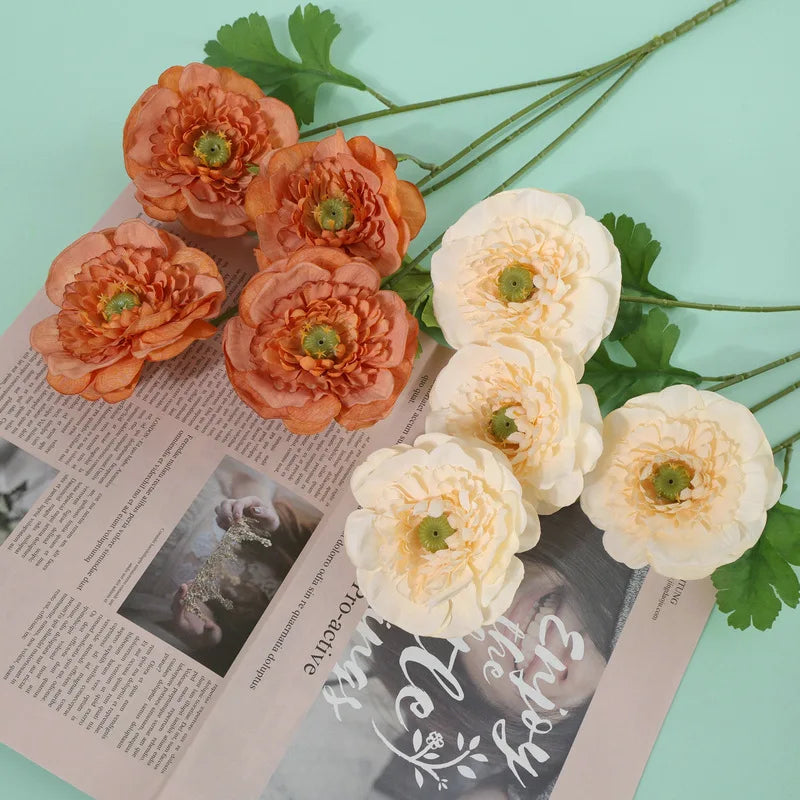 bouquets fleurs artificielles soie blanc orange rose violet jaunes bleues mariage décoration intérieure moderne
