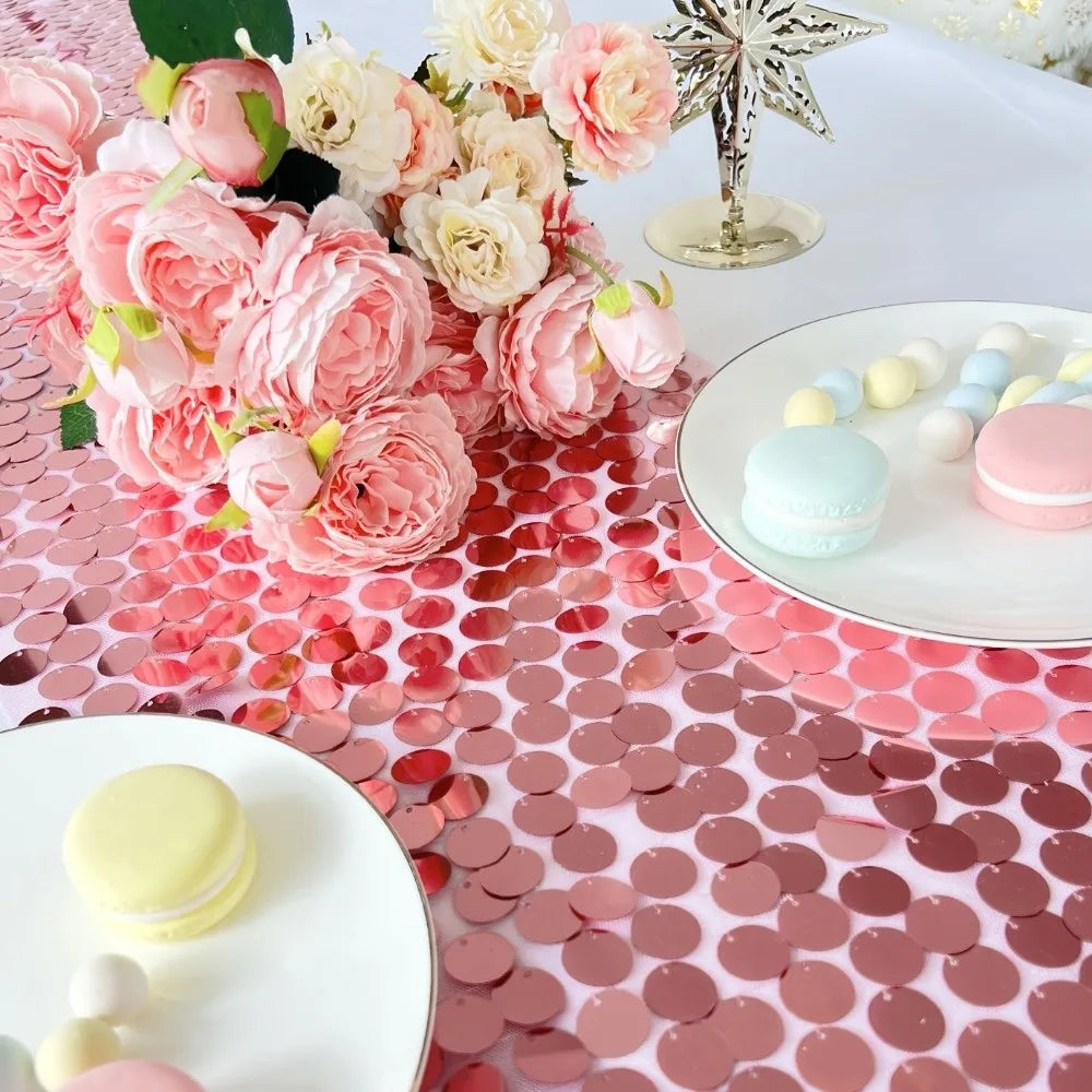 table table chemin paillettes rose gold noir rose fêtes mariages décorative polyester coton festive