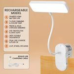 lampe lecture led rechargeable clip portable mode couleur blanc moderne compact usb charge