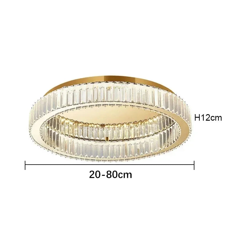 plafonnier led doré transparent strass moderne 80cm diamètre lumière chaude neutreversible