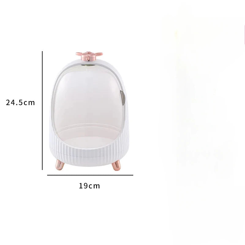 boîte rangement cosmétique transparente moderne verre vert blanc produits cosmétiques grande capacité poignée pivotante