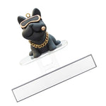 figurine chien rose bleu noir lunettes collier porte clés moderne transparent