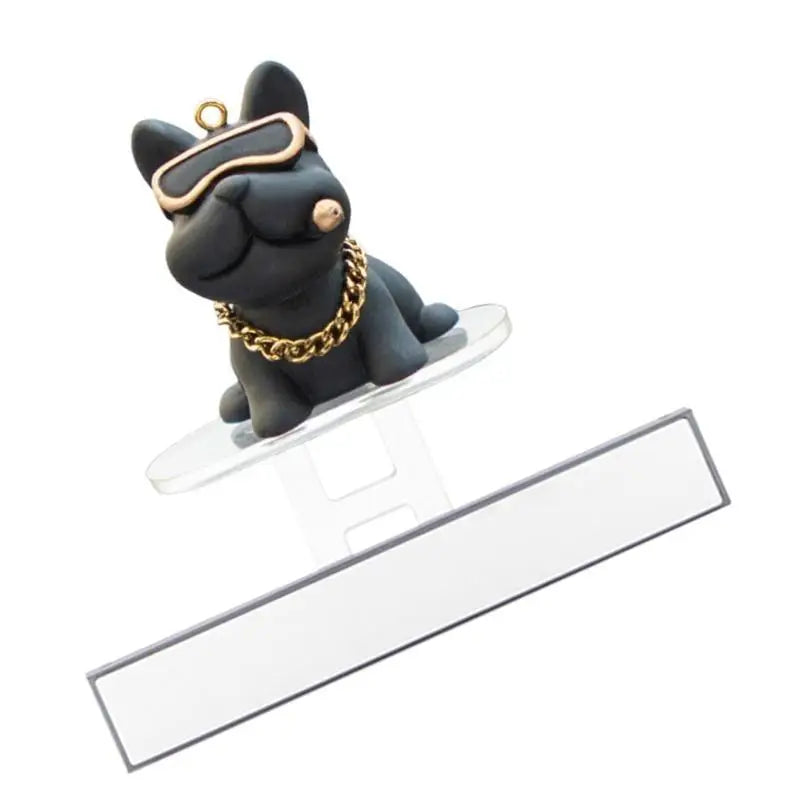 figurine chien rose bleu noir lunettes collier porte clés moderne transparent
