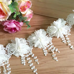 tissu dentelle polyester coton blanc noir rose clair violet fleurs romantique élégant DIY decoration