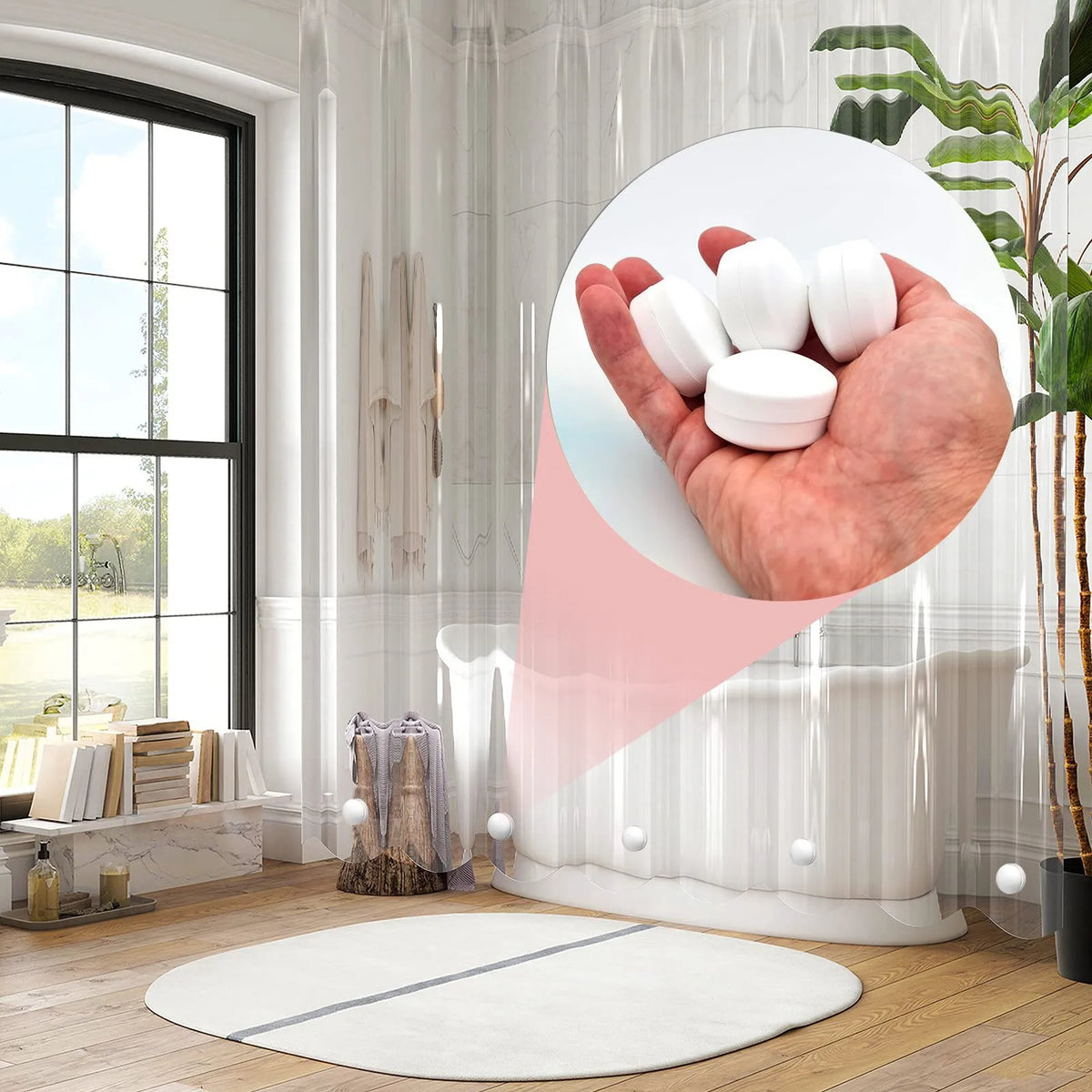 rideau douche aimants sans éclaboussures moderne blanc expérience bain enveloppé silicone puissants