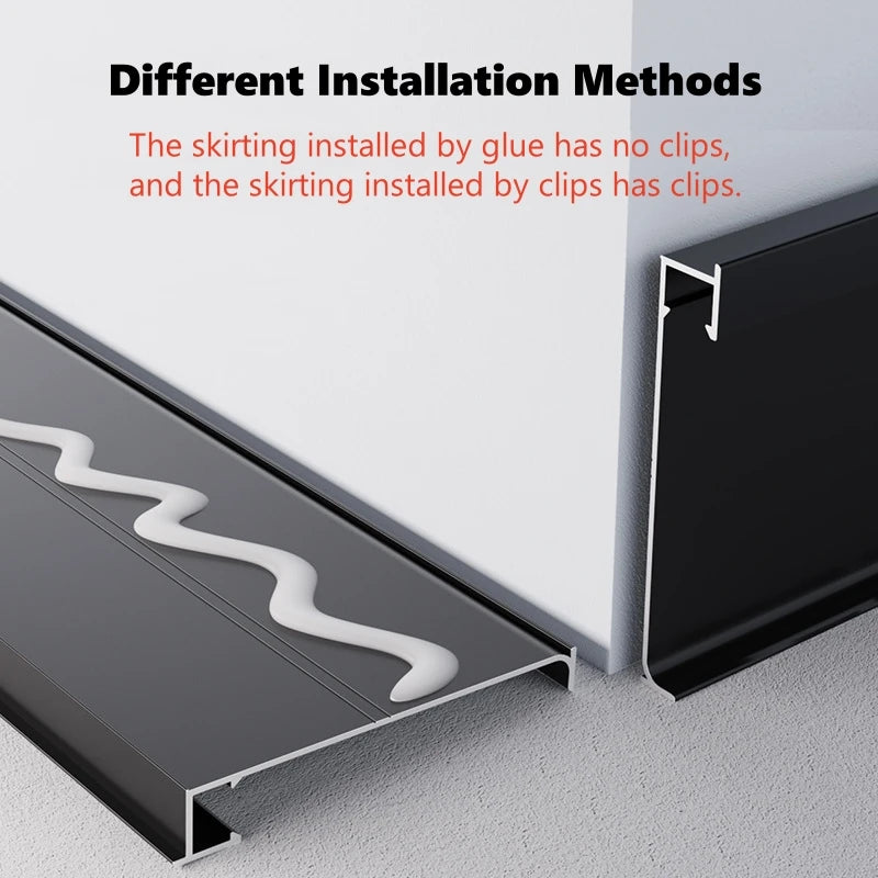 plinthes led noir blanc doré gris lisses contemporaines clips fixation h50 80mm