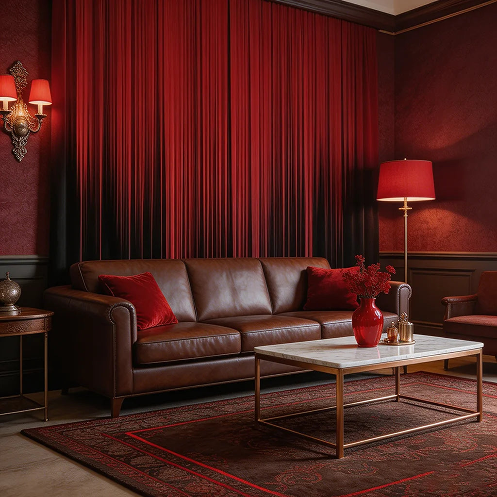 rideaux moderne rouge noir ombre linéaire 100 polyester anneaux chambre salon
