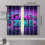rideaux deux pièces graffiti game zone briques violet turquois rouge blanc urbain