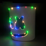 masque lumineux éva adhésif blanc noir yeux noirs sourire néon multicolore fête moderne