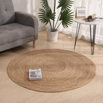 tapis rond naturel spirale concentrique tissé main rustique salon chambre coucher polypropylène