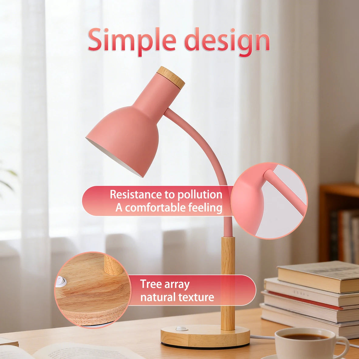 lampe moderne 9W blanc bois rose ampoule visible certification ROHS LED E27 contemporaine