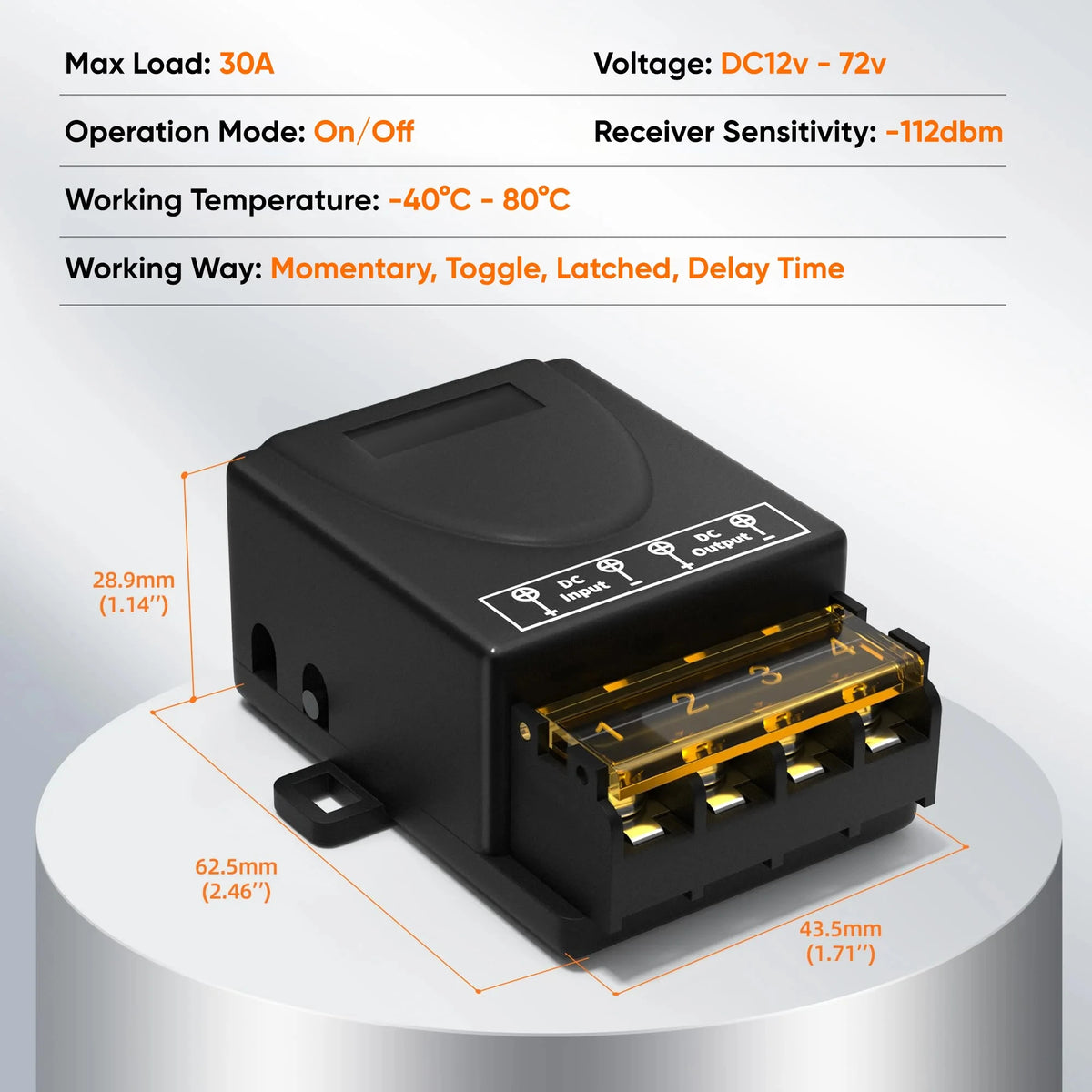 relais électrique 433mhz 12v 24v 36v 48v 30a télécommande sans fil boutons on off