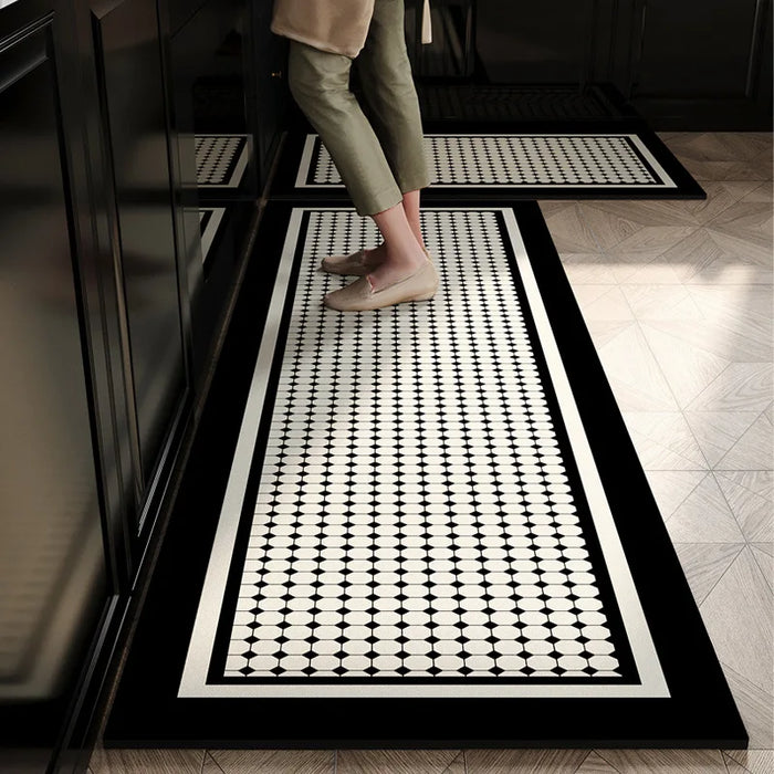 Tapis de cuisine moderne antidérapant à motif géométrique rouge