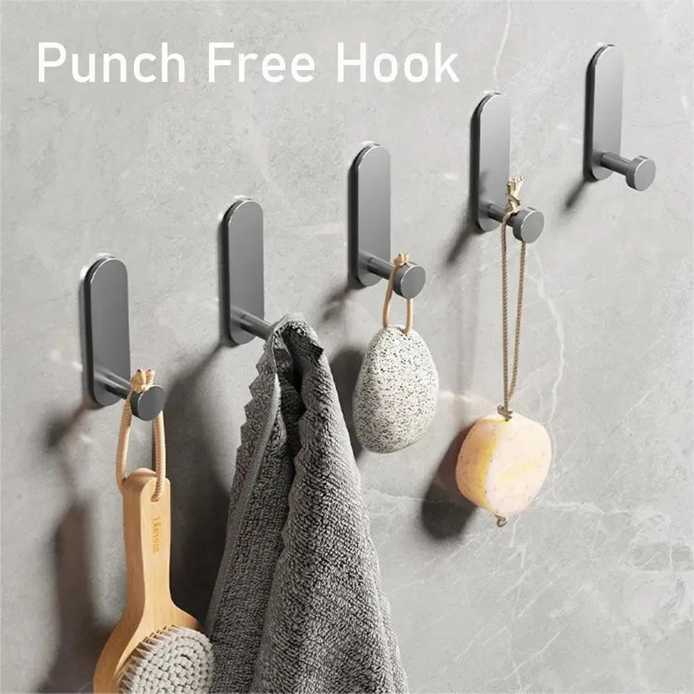 crochets adhésifs murals modernes aluminium noir blanc gris suspendus serviettes clés kitchen