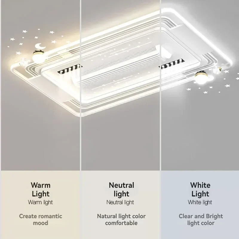 plafonnier led moderne blanc ventilateur télécommande lumière circulaire contemporain