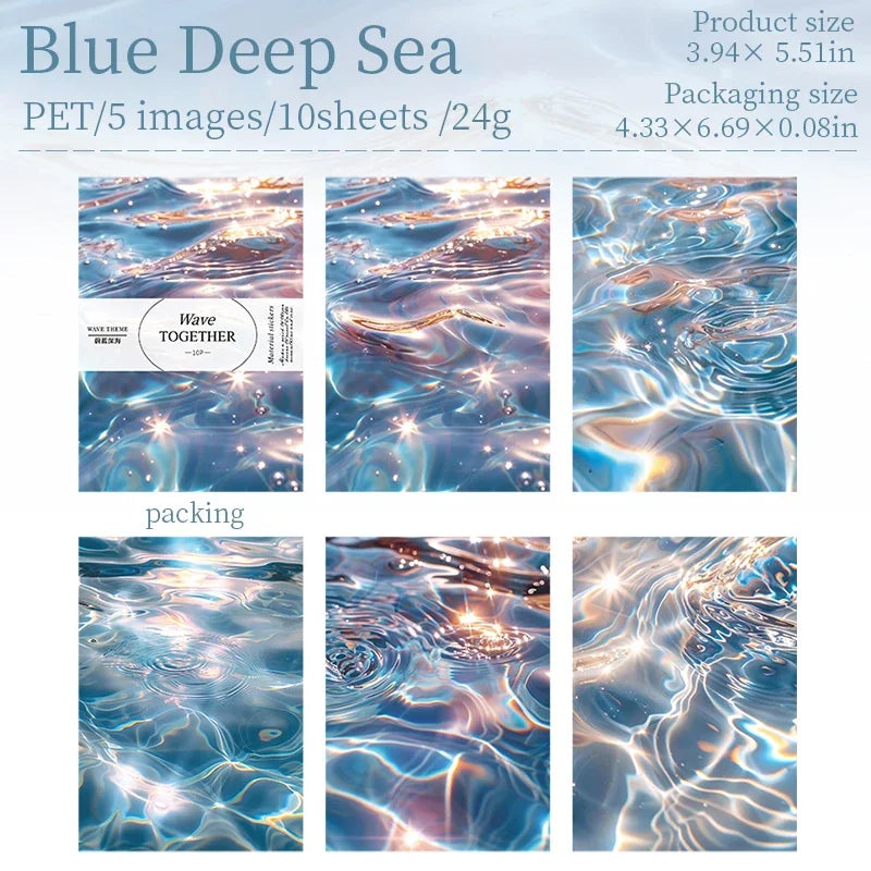 autocollants décoratifs vague mer cartes postales motifs ondulés marbrés floraux couleurs bleu vert rose