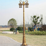 lampadaire classique or noir deux têtes éclairage extérieur ip55 led