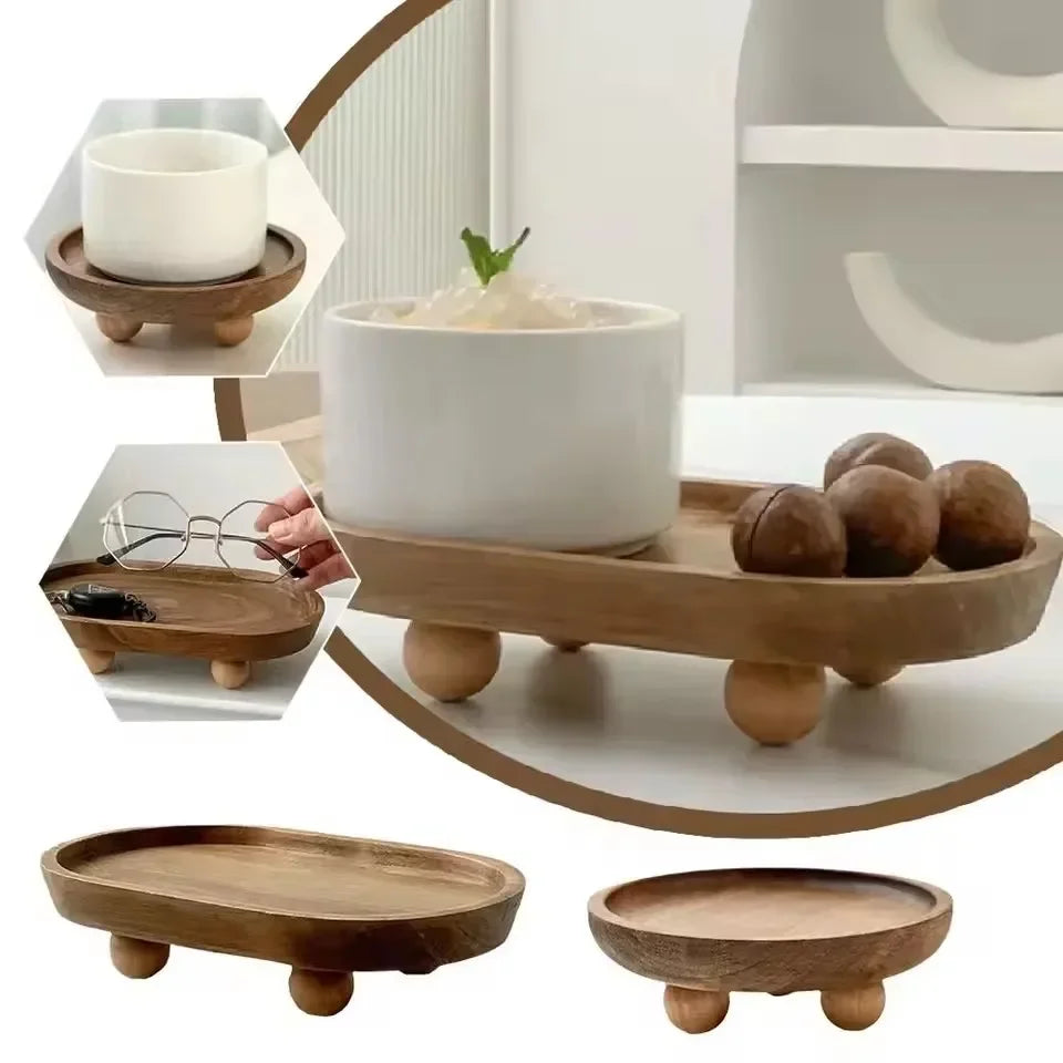 plateau bois créatif dessert gâteau forme ronde elliptique ornement aromathérapie bijoux aliments decorationintérieur