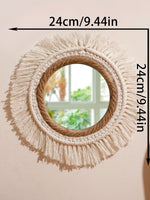 miroir boho macramé franges chambre salon décoration murale artisanale blanc beige
