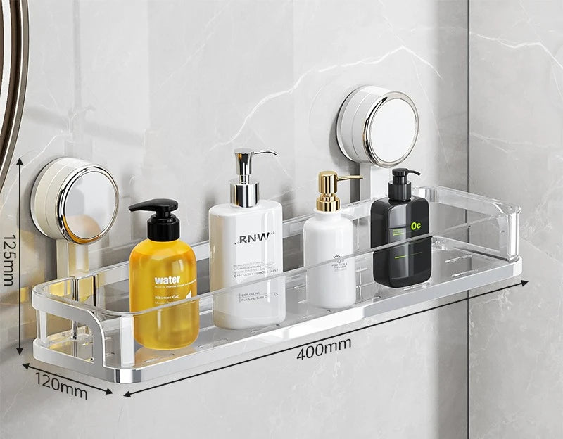 étagère salle bain moderne noir brillante adhésive minimaliste rangement pot crème pompe savon lotion