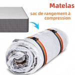 sac rangement compression matelas blanc gris moderne 100x150cm 100x180cm 100x220cm sangles réglables anti poussière