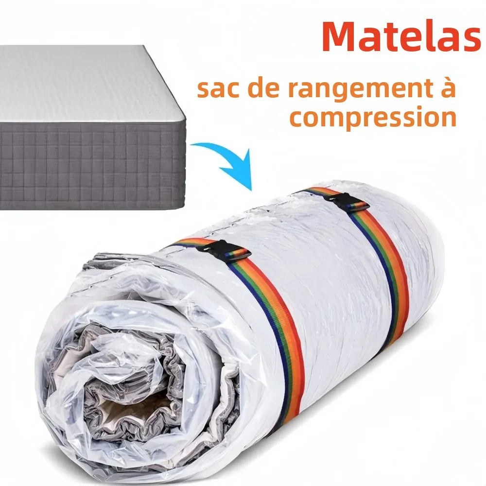 sac rangement compression matelas blanc gris moderne 100x150cm 100x180cm 100x220cm sangles réglables anti poussière