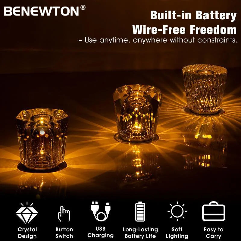 lampe table led cristal transparent moderne rechargeable usb adjustable lumière chambre coucher