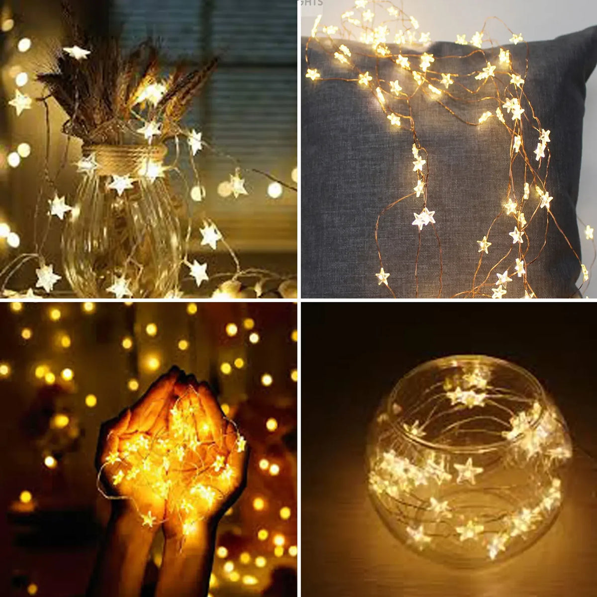 guirlande lumineuse étoiles blanc chaud moderne 4m batterie cr2032 extérieur noël jardin